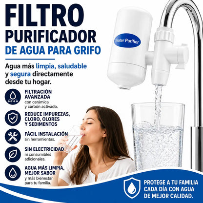 Filtro Purificador de Agua para Grifo – Cartucho Cerámico + Carbón Activado