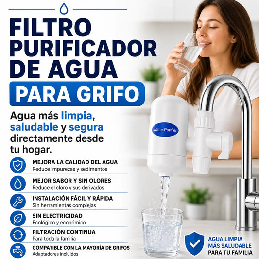 Filtro Purificador de Agua para Grifo – Cartucho Cerámico + Carbón Activado