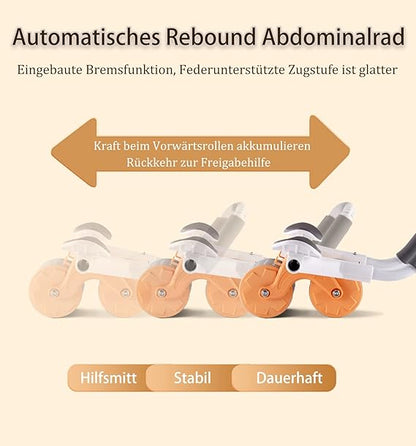Rodillo Abdominal Avanzado con Soporte para Codos y Rebote Automático