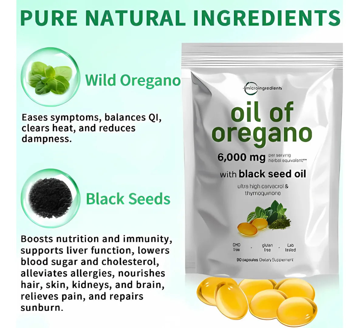 Aceite de Orégano de Alta Potencia con Aceite de Semilla Negra