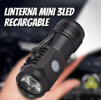 Mini Linterna Recargable 3 LED  con Imán: Compacta y Multifuncional