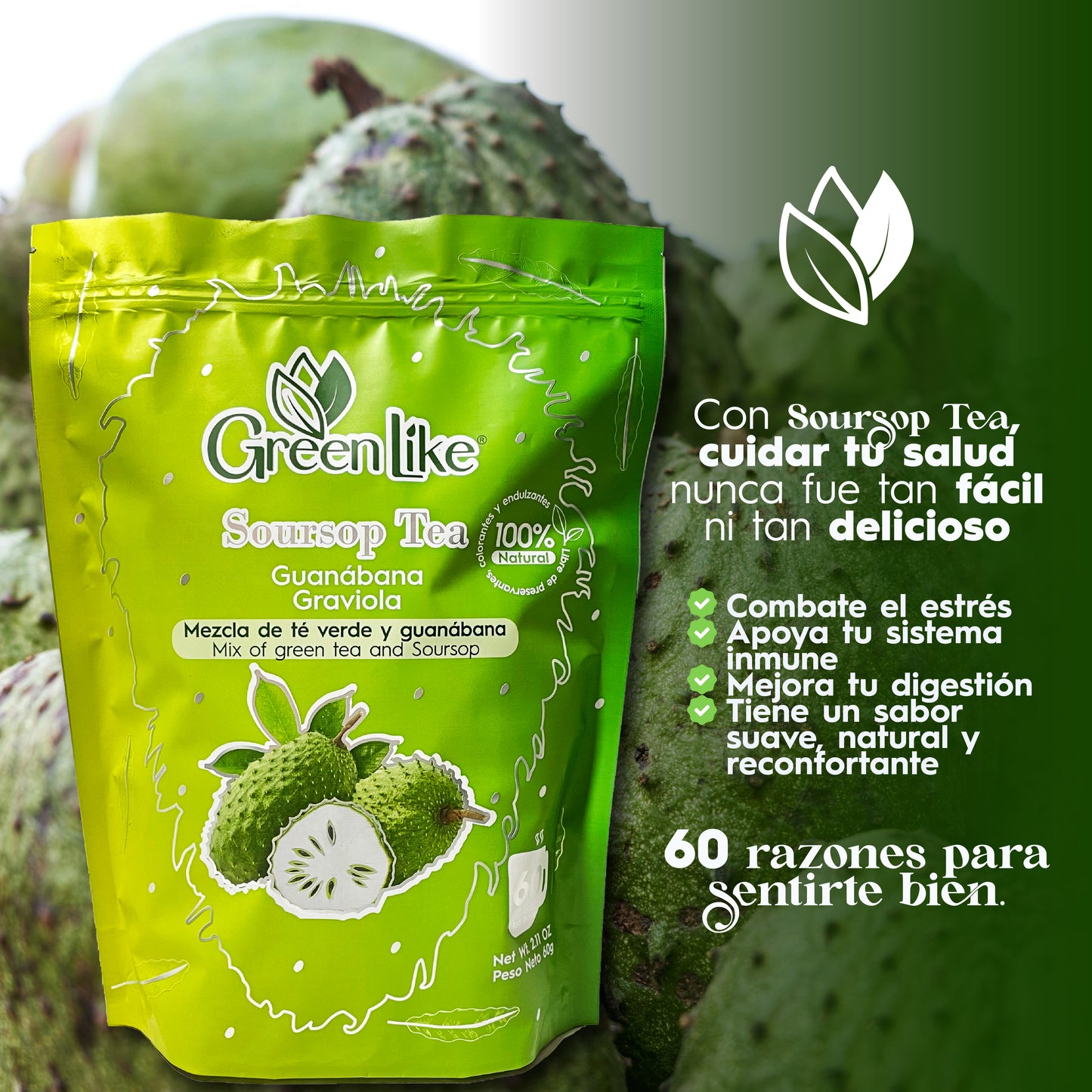 🍃 Greenlike™ Soursop Tea: El Elixir de la Selva en tu Taza