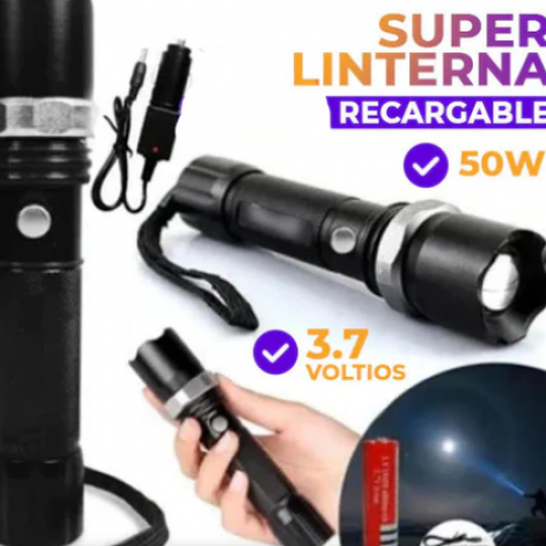 Linterna Táctica SWAT LED Recargable  de Alta Potencia (50W)