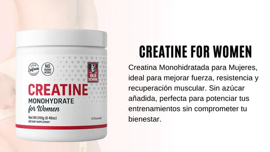 Creatina Monohidratada para Mujeres Old School Labs (Con Colágeno y BCAAs)